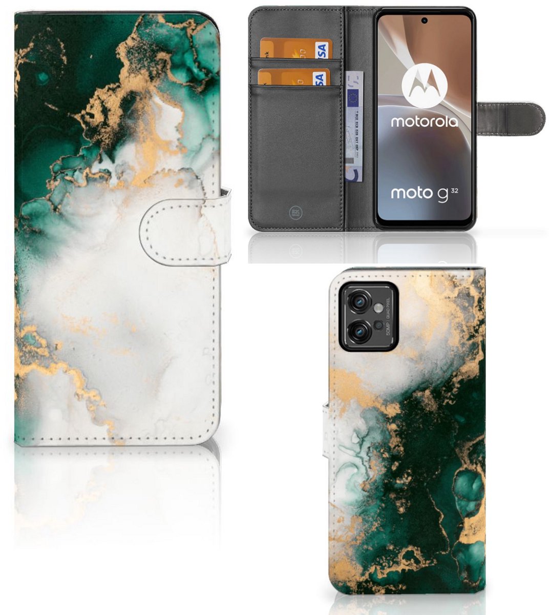 Bookcase voor Motorola Moto G32 Marmer Groen