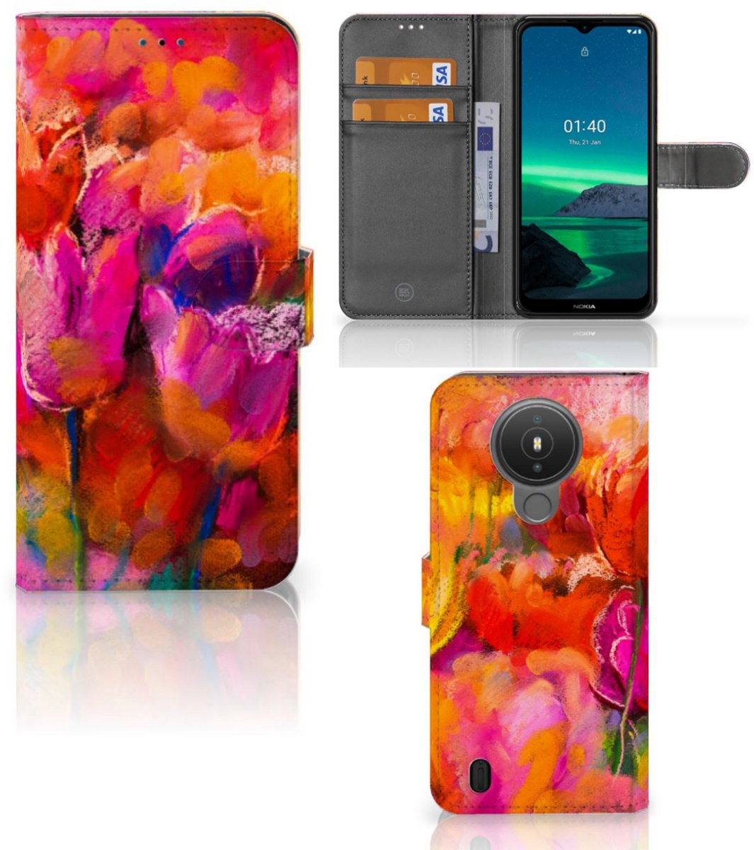 Boekhoesje voor Hoesje Nokia 1.4 Tulips