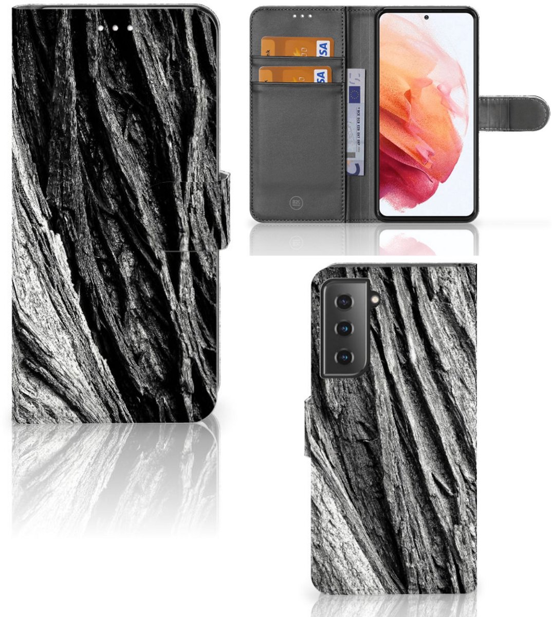 Book Style Case Samsung Galaxy S21 Boomschors Grijs