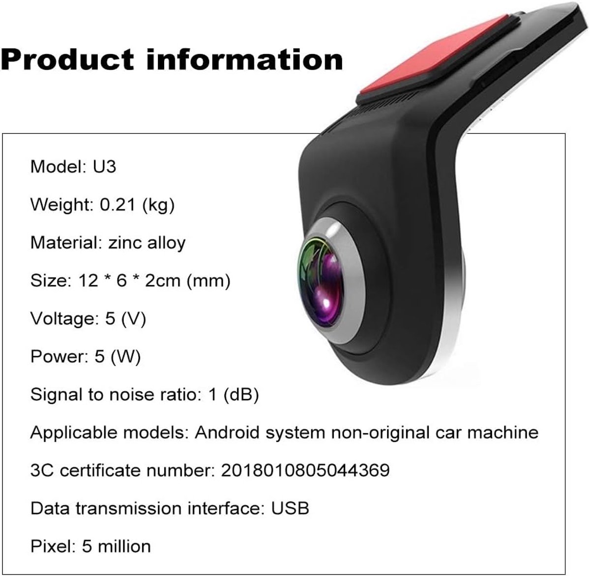 Autodashcam rijrecorder, auto-rijrecorder, Full HD videorecorder voor wegvoertuigen U3 – foto 4