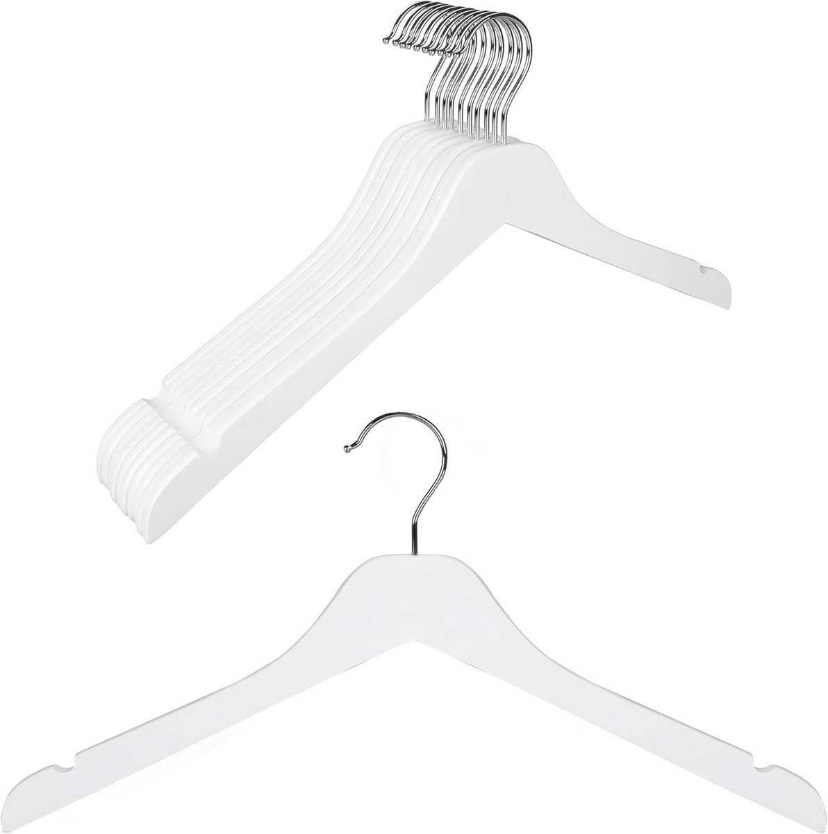 Houten Overhemdhanger - Ruimtebesparende Kledinghanger met Glad Ontwerp - 10 Pack