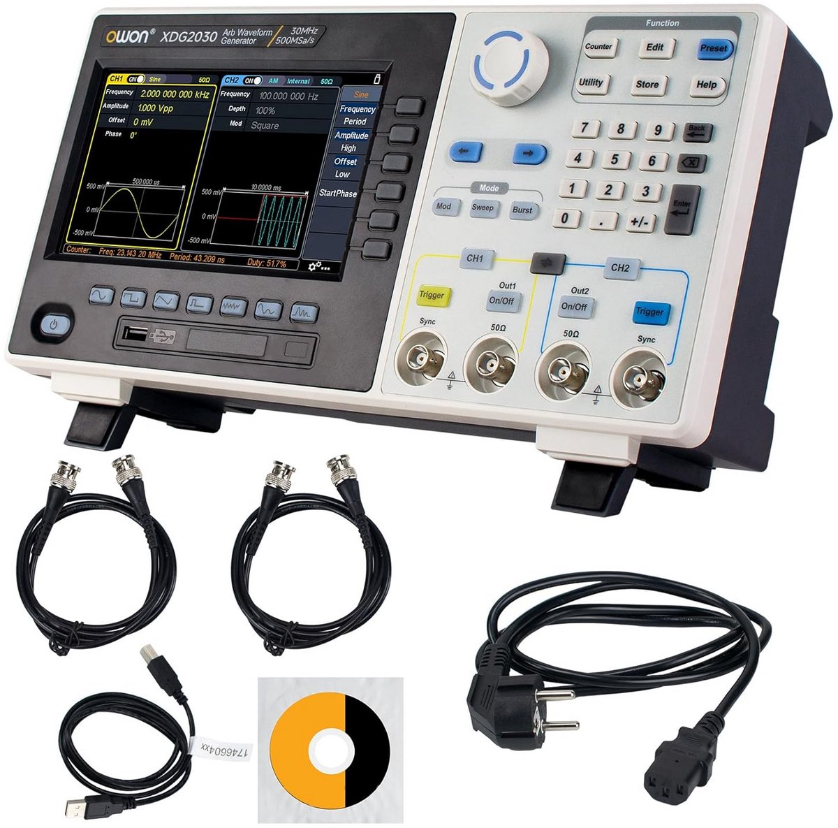 Functionele signaalgenerator met 2 kanalen en 30 MHz - Arbitrary Waveform Generator