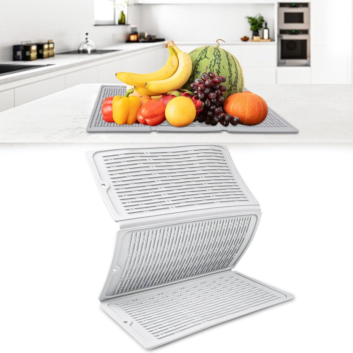 Opvouwbare Siliconen Afdruipmat 50 x 35 cm voor Servies en Keuken