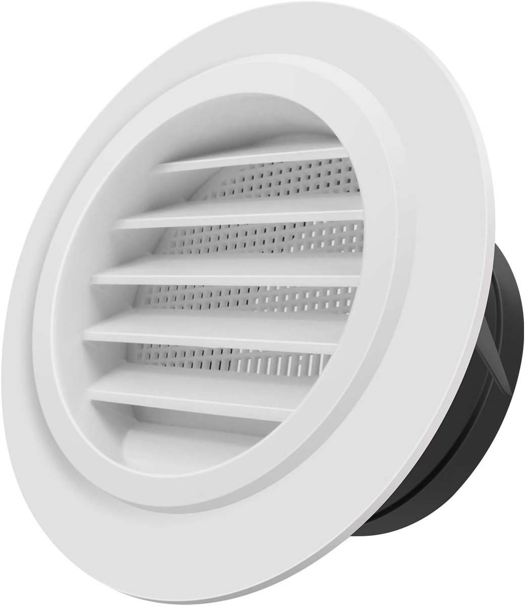 Ronde ventilatieopeningen 100 mm met vliegengaas - Ideaal voor badkamer en kantoor