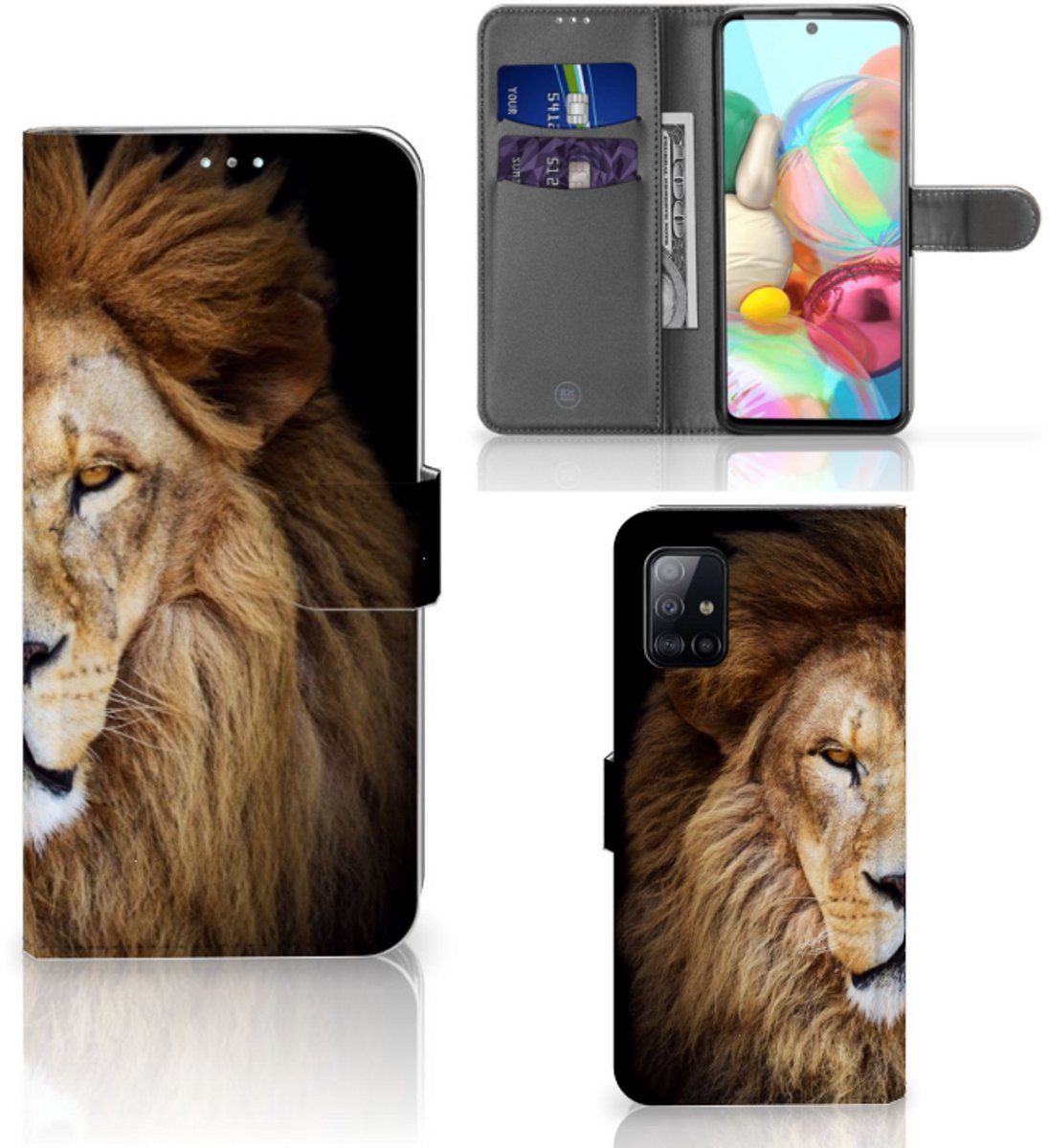 Samsung Galaxy A71 Telefoonhoesje met Pasjes Leeuw