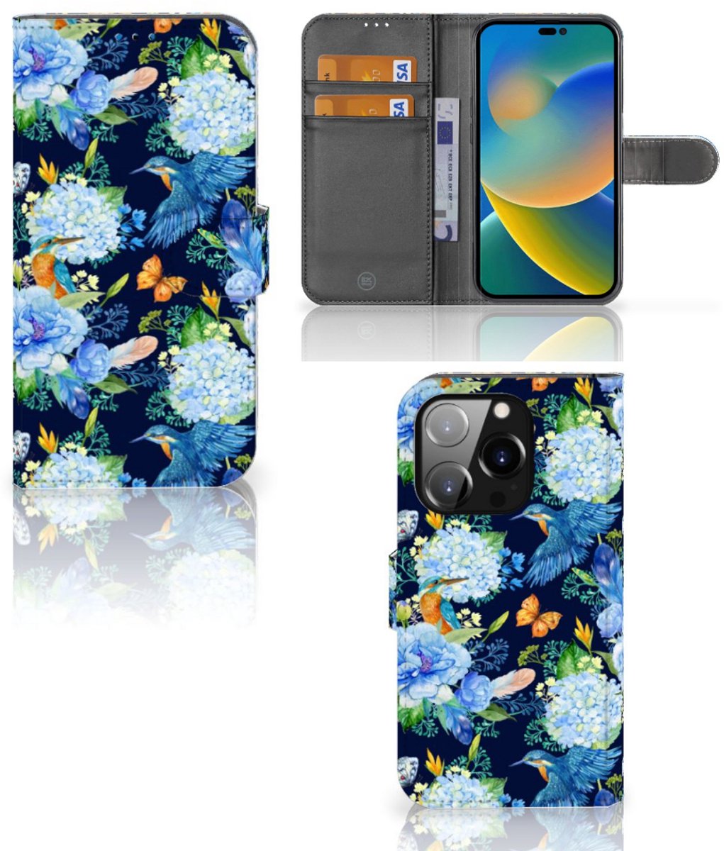 Telefoonhoesje met Pasjes voor iPhone 14 Pro IJsvogel
