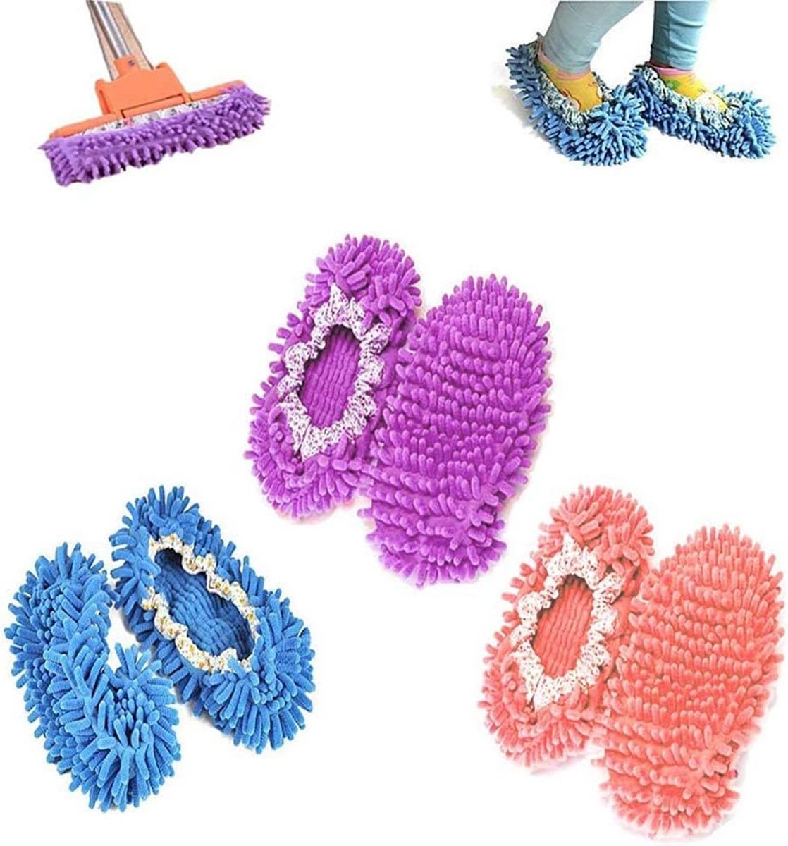 Huisschoenen mopdweilschoenen - 6 stuks - Wasbare en herbruikbare schoonmaakpantoffels