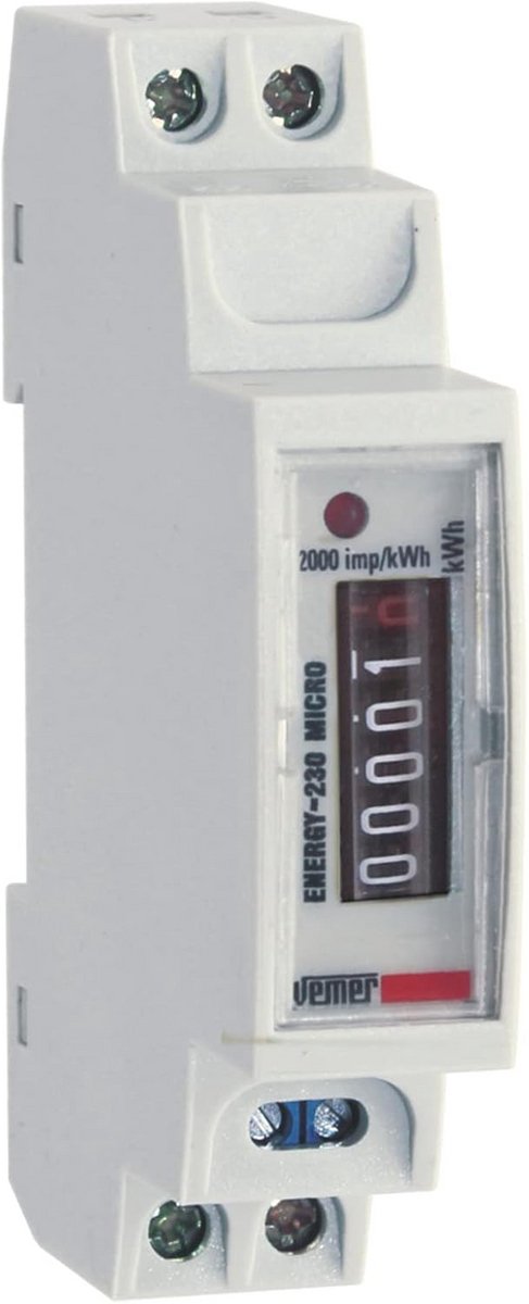 Micro energiemeter voor monofase 230V installaties - Actieve energie weergave