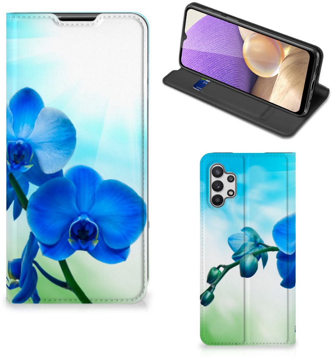 Samsung Galaxy A32 5G Smart Cover Orchidee Blauw - Cadeau voor je Moeder