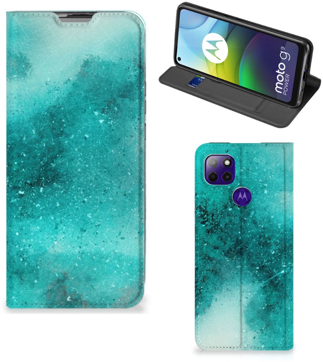 Bookcase Motorola Moto G9 Power Painting Blue