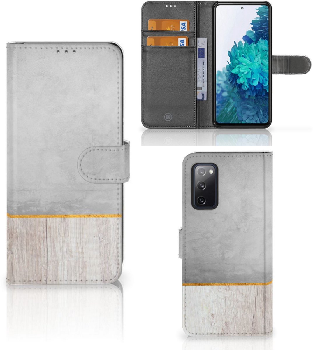 Samsung Galaxy S20 FE Book Style Case Wood Concrete