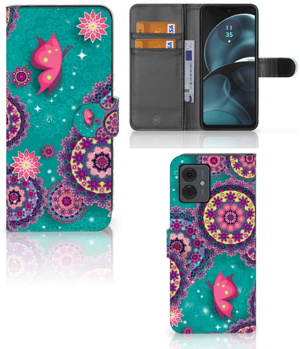 Motorola Moto G14 Hoesje Cirkels en Vlinders