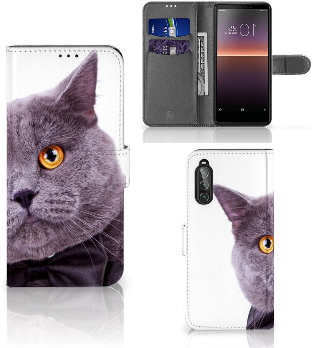 Sony Xperia 10 II Telefoonhoesje met Pasjes Kat