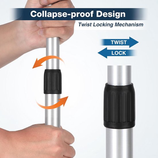 Telescoop Aluminium Tentstokken - Set van 2, Verstelbare Verlengstang voor Camping, Luifel en Zonnezeil van Merkloos	 — afbeelding 2