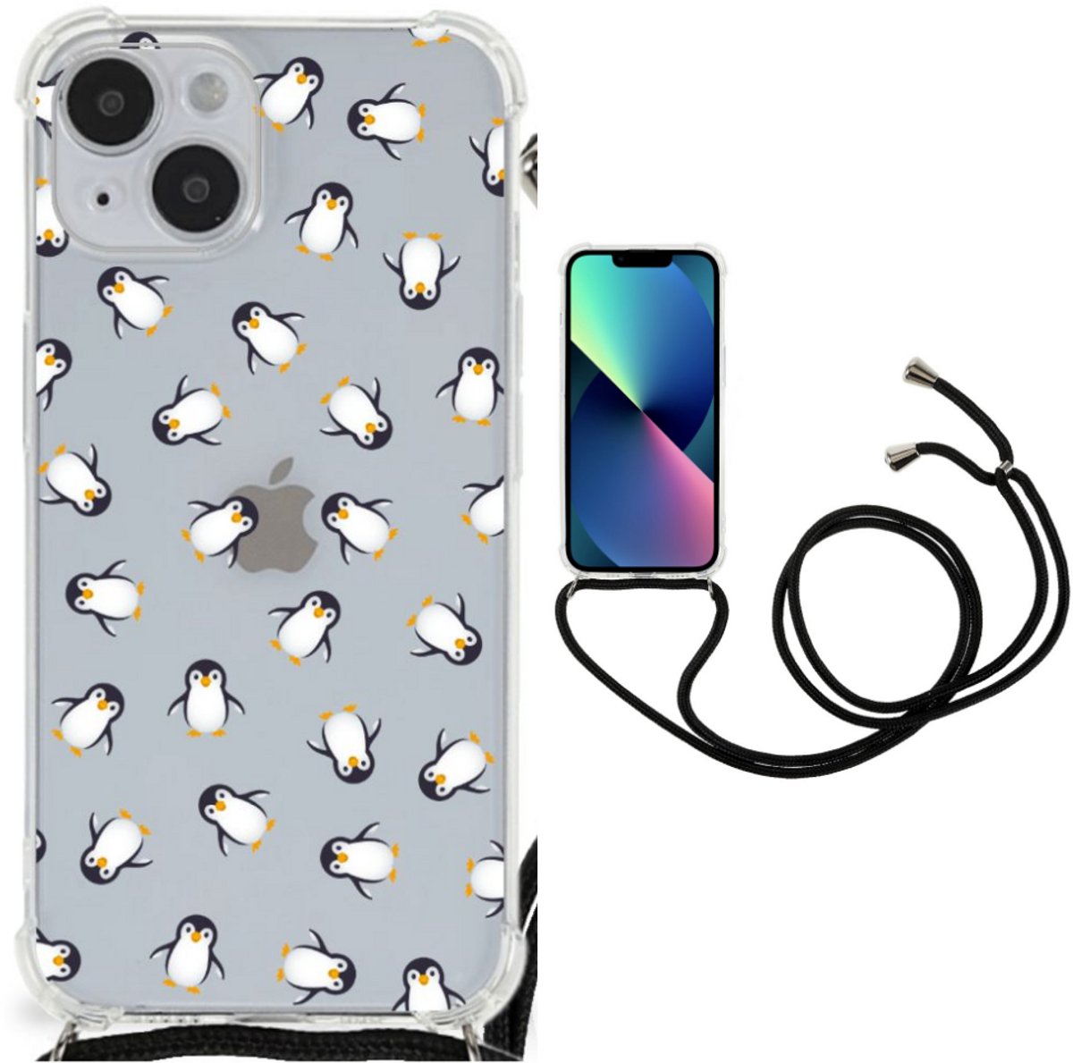 Back Cover voor Doorzichtige Silicone Hoesje voor iPhone 14 Plus Pinguïn