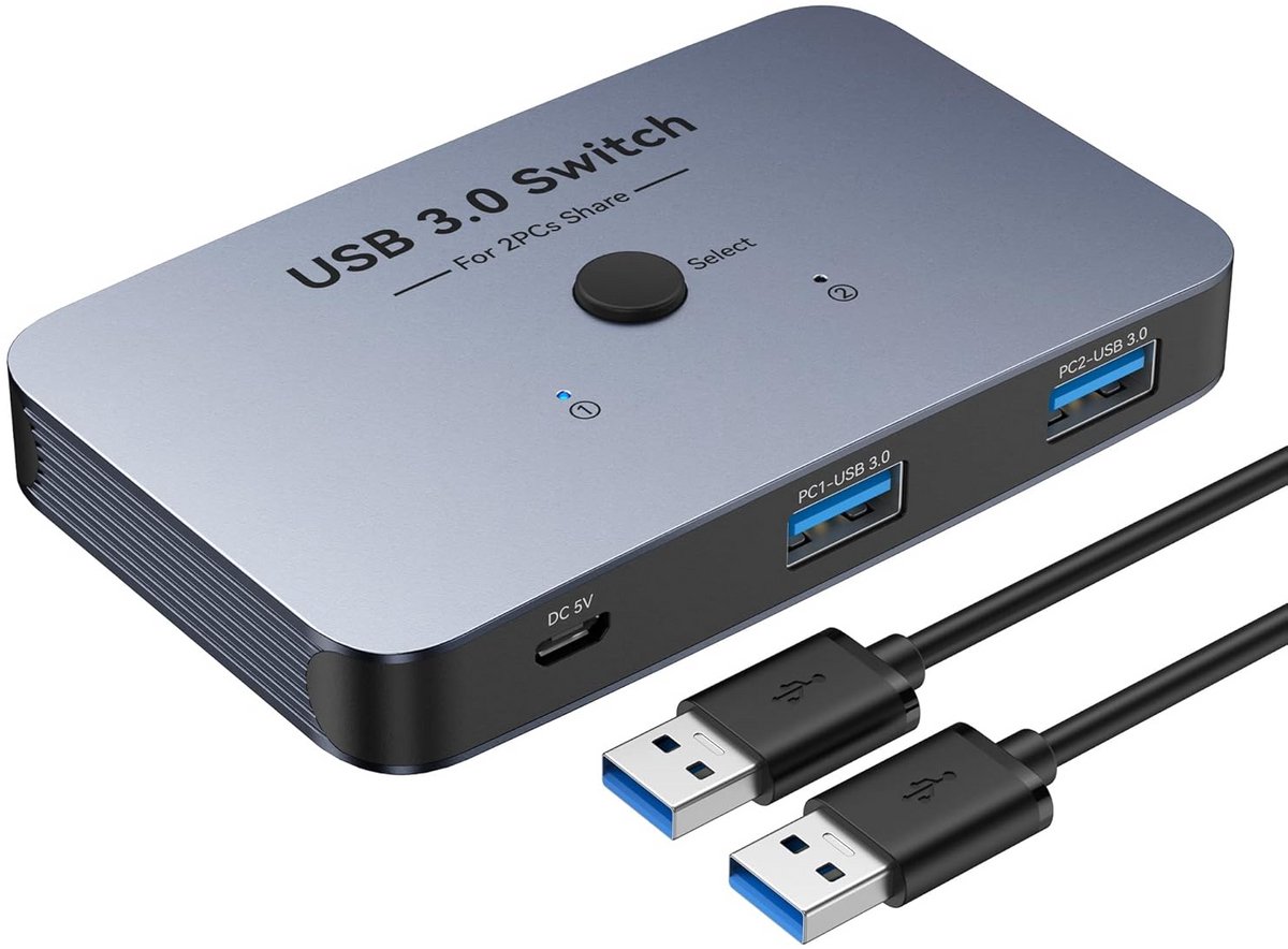 KVM USB 3.0 Switch voor 2 Computers - Deel 4 USB Apparaten