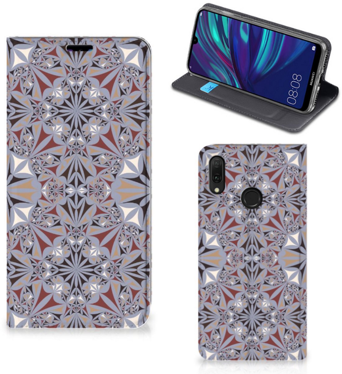 Huawei Y7 hoesje Y7 Pro (2019) Standcase Flower Tiles
