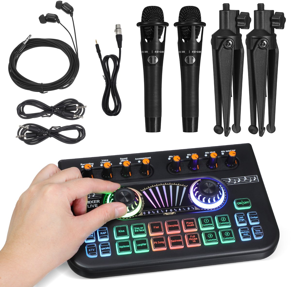 Microfoonset met audiomixer voor livestreaming en opnames