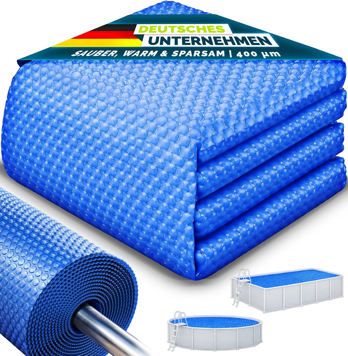 tillvex® Pool Zonnezeil, 400 µm, rond, diameter 244 cm, op maat te snijden, zonnezeil, zonnezeil, zwembadverwarming, zwembadzonnezeil voor waterverwarming