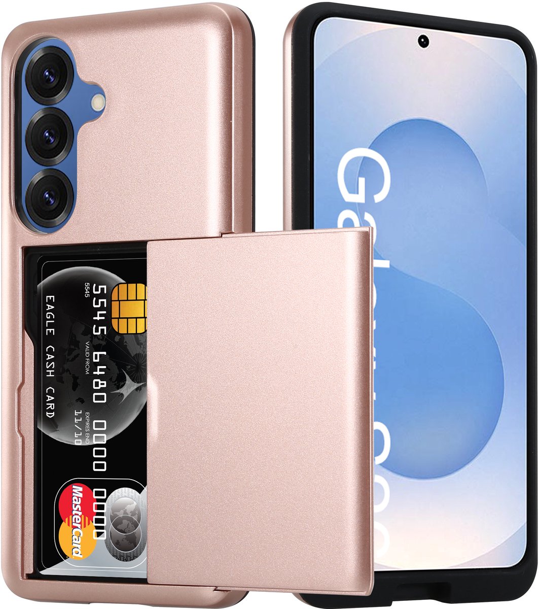 ShieldCase Kaarthouder Case - Geschikt voor Samsung Galaxy S26 - Slide Cover - Roségoud