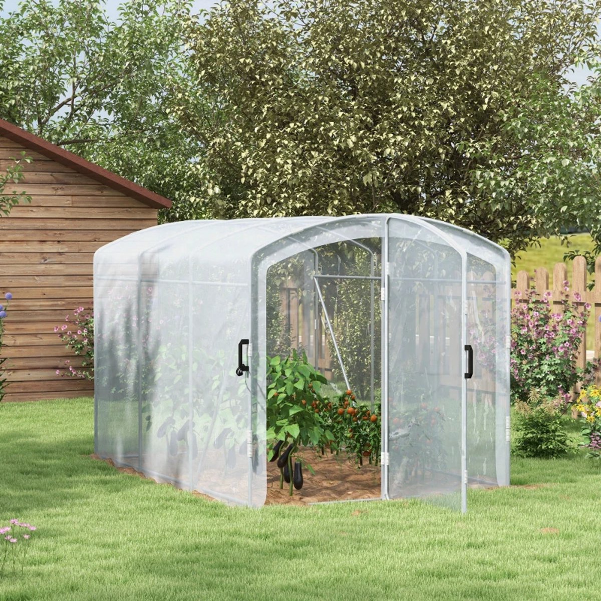 Polytunnelkas - Inloopmodel - Kas - Tunnelkas - Foliekas - Kweektunnel - Kweekkas - Kastunnel - Groentekas - Plantenhuis - Plantenteelt - Tomatenkas - voor Groenten, Bloemen, Planten - 300x200x200 cm – foto 3