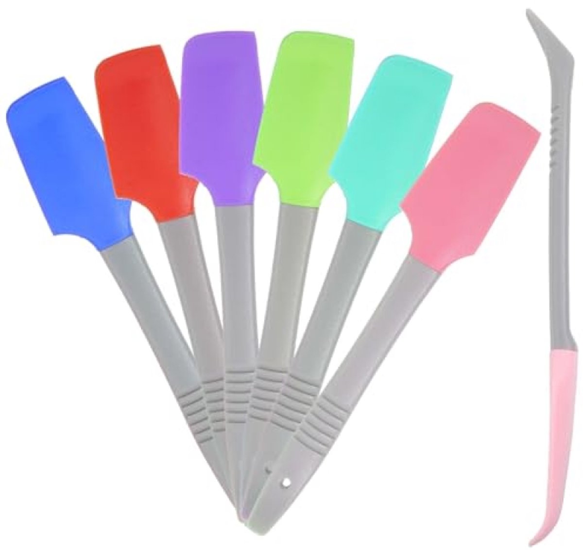 Set van 6 kleine keukenspatels, gebogen siliconen schrapers voor potten en blikken
