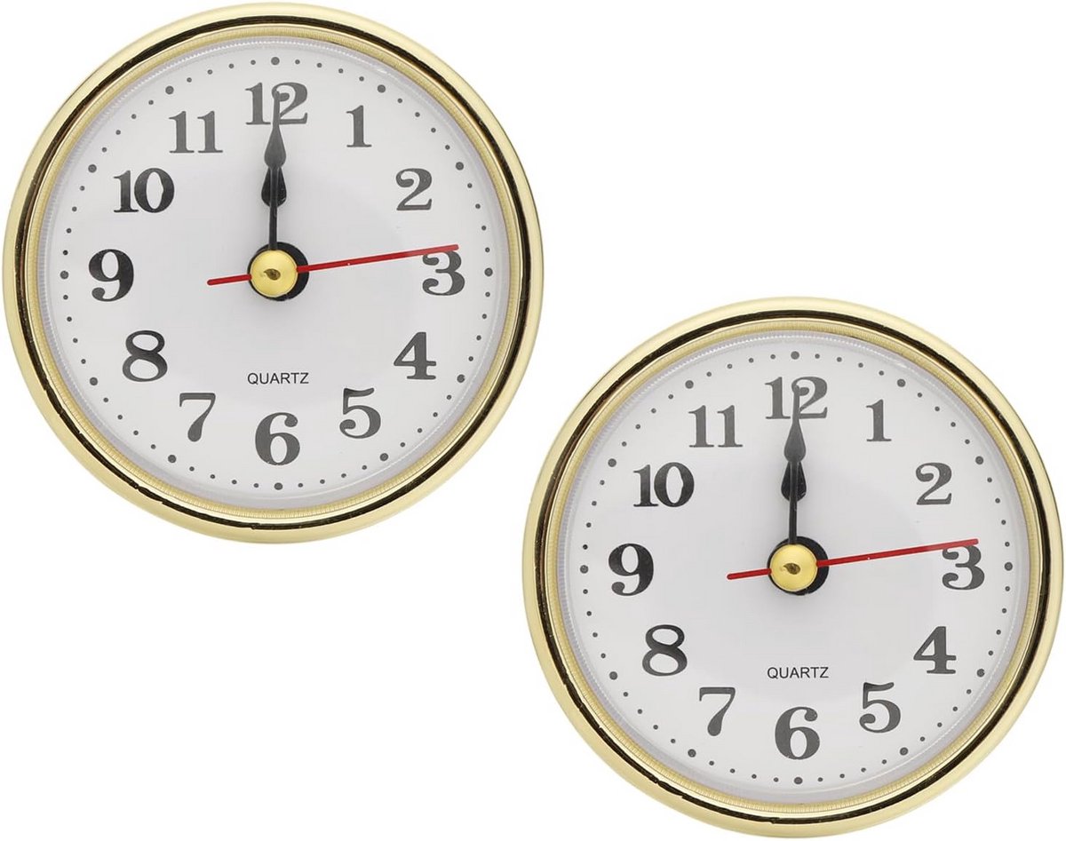 2 Stuks Quartz Klok Binnenwerk Rond met Arabische Cijfers - Diameter 65mm voor DIY Klokken