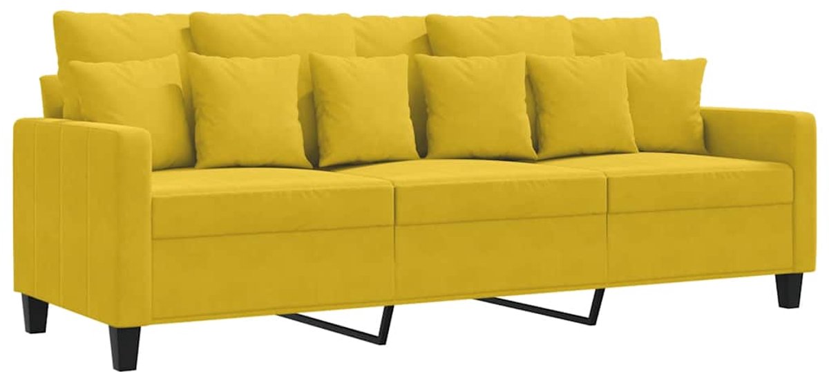 vidaXL Driezitsbank - 180 - cm - fluweel - geel