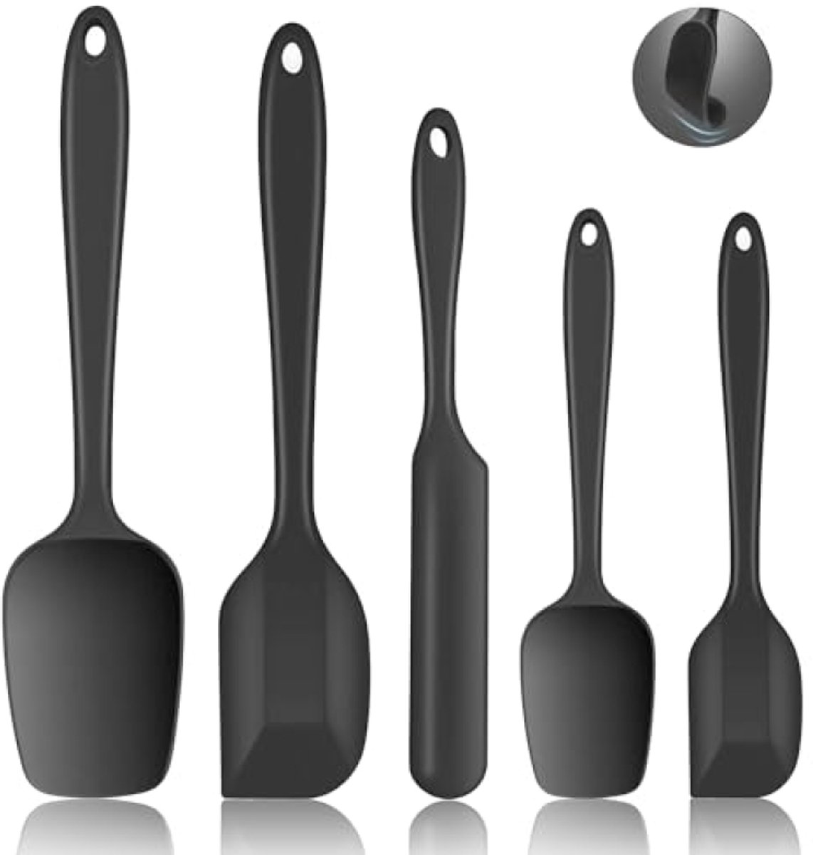 5-delige siliconen spatelset met metalen kern - Hittebestendig keukengerei voor bakken en koken