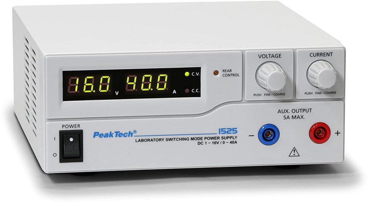 Laboratoriumvoeding DC 1-16V/0-40A met 3-cijferig LED-display en beveiliging
