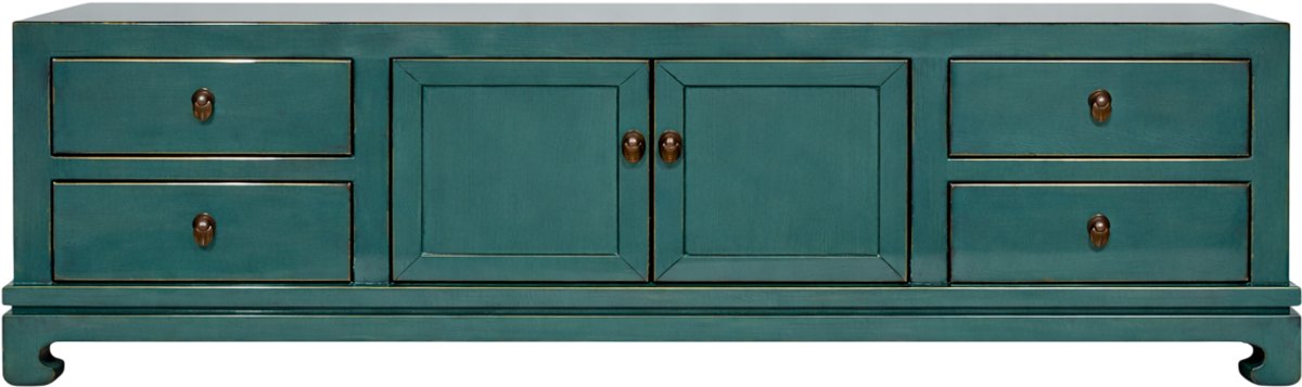 Fine Asianliving Chinese TV Kast Teal High Gloss B180xD40xH50cm Chinese Meubels Oosterse Kast Blauw, Teal