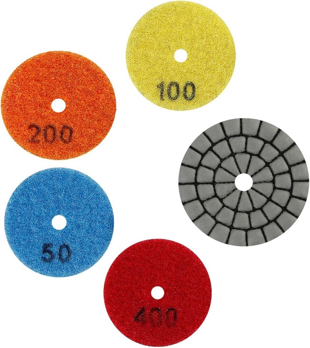 Set van 4 Polijstschijven 50mm voor Nat en Droog Gebruik - Graniet, Marmer, Tegels