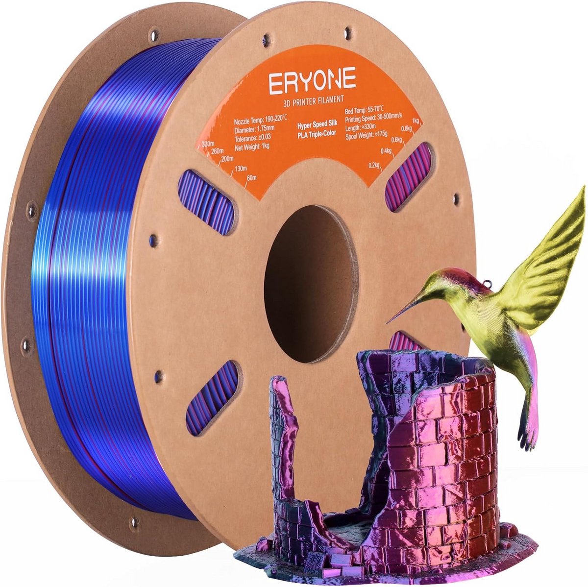 3D Printer Filament Silk Tricolor PLA 1.75mm Snelheid Hoge Printsnelheid 1kg Rood Geel Blauw