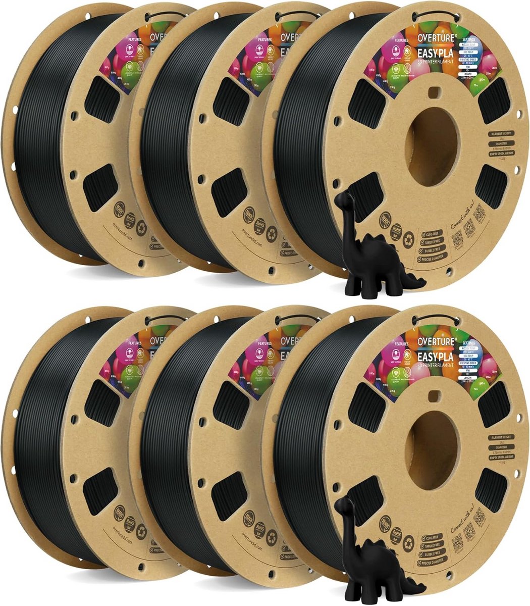 3D Printer Filament PLA 1.75mm Zwart - 6kg op Duurzame Spoel - Hoge Precisie voor FDM Printers