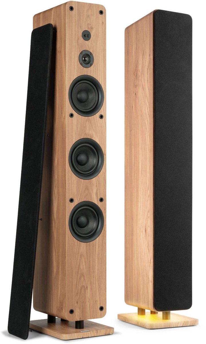 Actieve speakerset - Audizio ARCO HiFi speakers - Vloerstaande speakers met Bluetooth - 320W - Houtlook