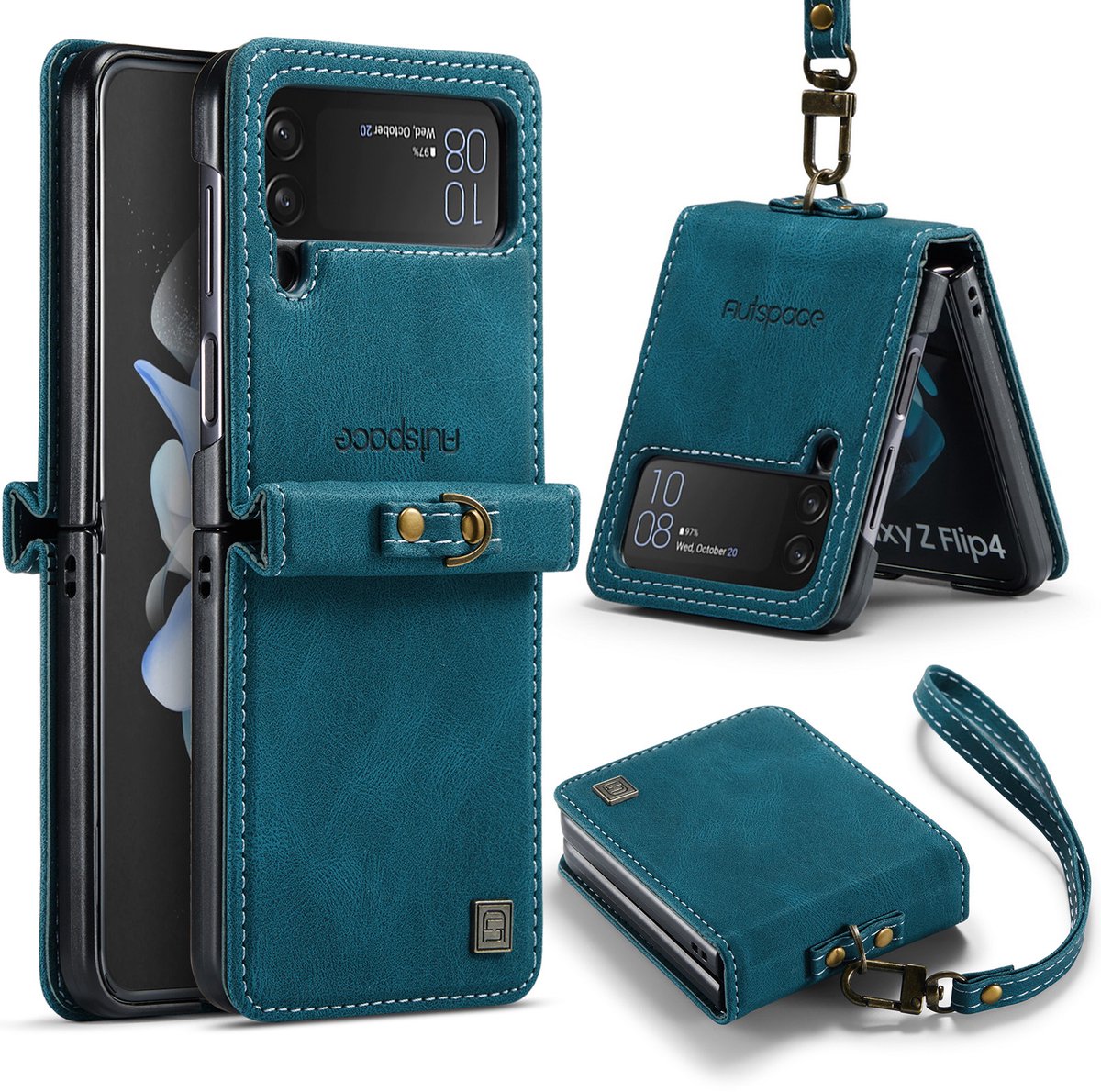 Luxe Flip Case met Polskoord voor Samsung Galaxy Z Flip 5 _ Blauw