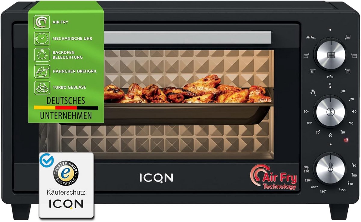 20L Minioven met Airfry Functie, Hetelucht Oven en 5 Programma's - 1500W