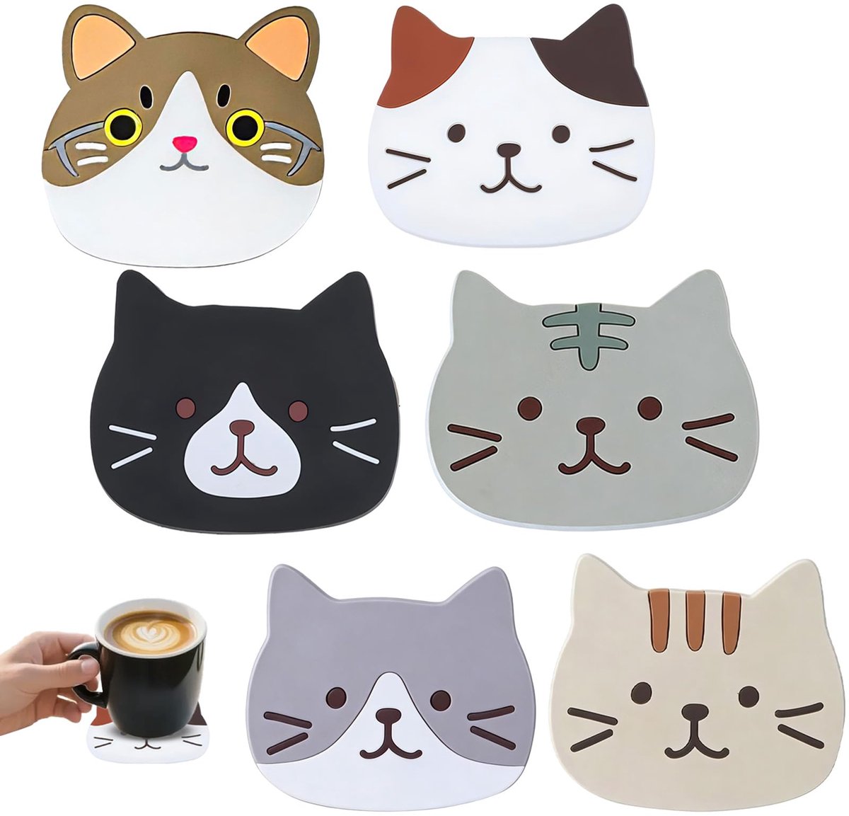 Siliconen Kattenonderzetters - Antislip & Hittebestendig - 10x10x1 cm