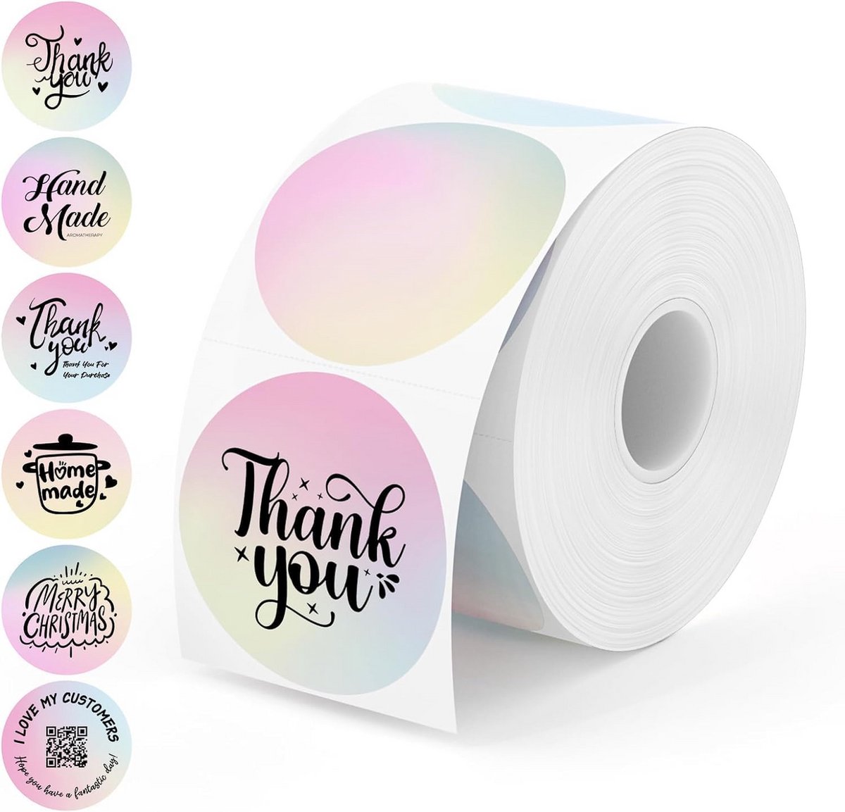 Zelfklevende Thermische Cirkel Stickers Roze Verloop voor Adreslabels en Meer