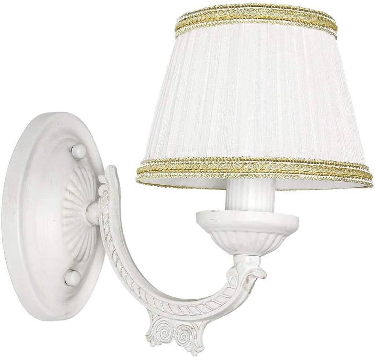 Klassieke Woonwandlamp met Stoffen Kap en Ornamenten