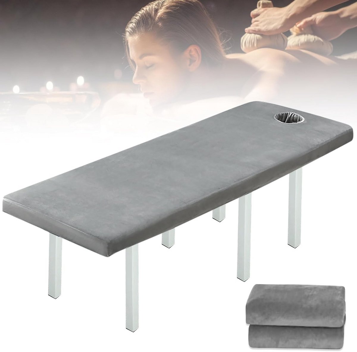 Hyperelastische Moltonhoes voor Massagetafel met Gezichtsuitsparing 190x80 cm