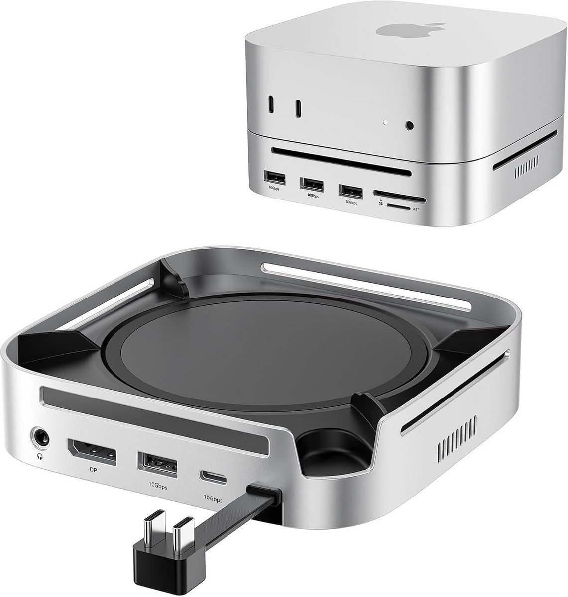 Dockingstation en Standaard voor M4 Mini met NVMe SSD-behuizing en 10 poorten