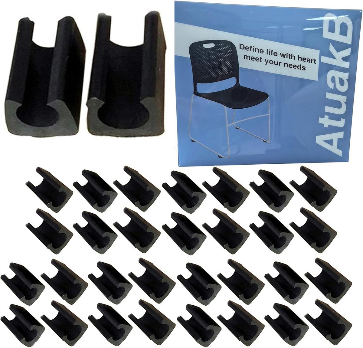 32 Stuks Kunststof Glijders voor Ronde Buis Stoelen 14 mm Zwart