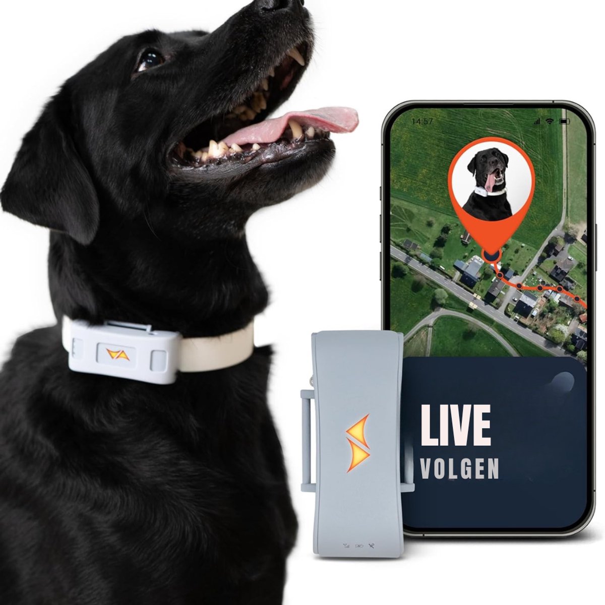MIRA® GPS Tracker hond - GPS Tracker - GPS Trackers - Grijs - 8cm x 4cm x 2cm