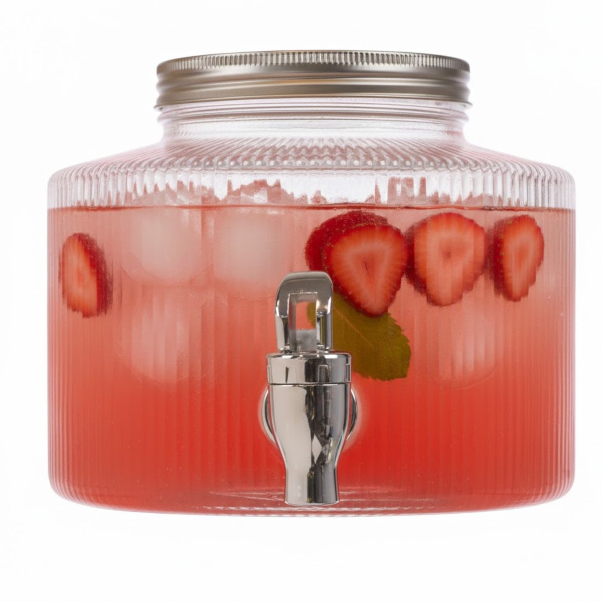 Home Deco Factory Drankdispenser rond - 3 liter - glas - limonadetap - 15 x 20 x 18 cm