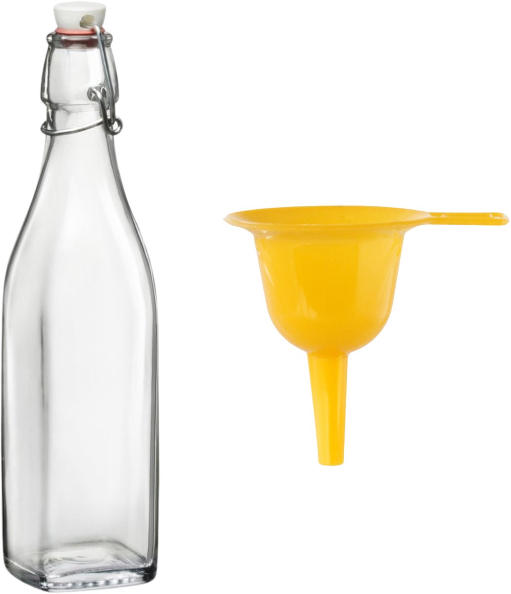 Weckflessen trechter met weckfles - beugelfles - 1 ltr - keukentrechter