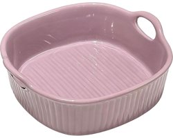 Ynkkvre - Ovenschaal - ronde keramische ovenschaal - geschikt voor airfryer en oven - keramiek - hittebestendig en geglazuurd - ideaal voor lasagne en ovengerechten