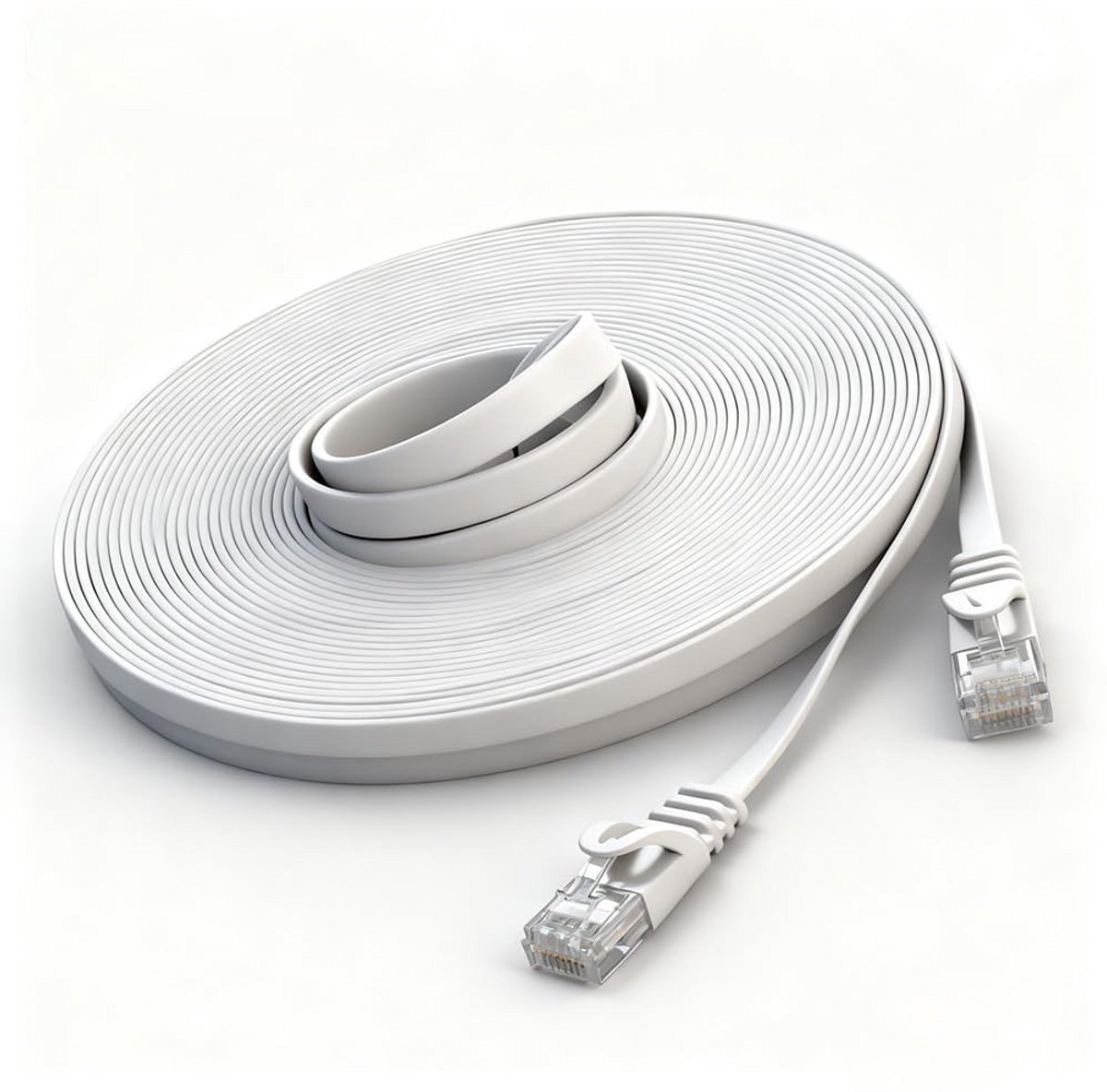 20 Meter Platte CAT6 Netwerkkabel Wit - Gigabit LAN Ethernet Kabel