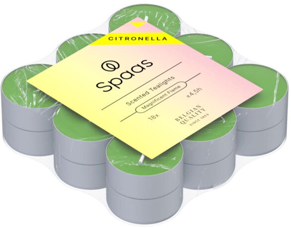SPAAS Citronella Theelichten Brandduur ± 4,5 u Levendig Groen - 18 stuks