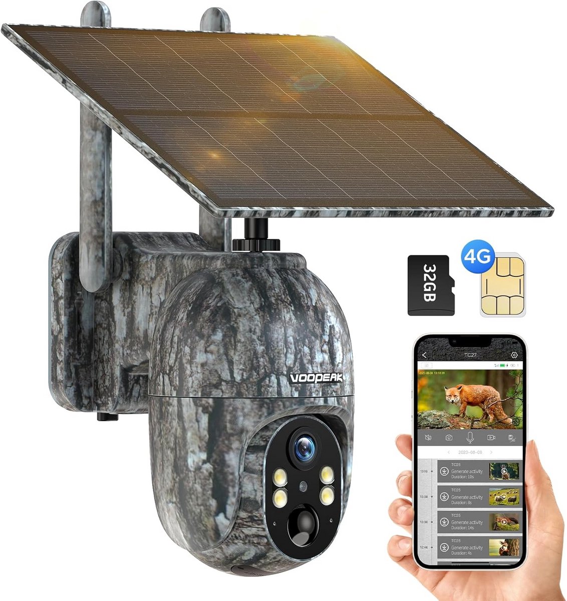 4G LTE Wildcamera met Zonnepaneel, FullHD en Live Streaming